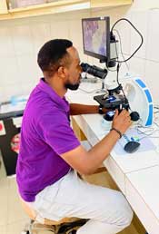 A microscope donated to a medical clinic